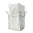 Plain white FIBC tonne bag 80x80x80cm with skirt top and four lifting loops
